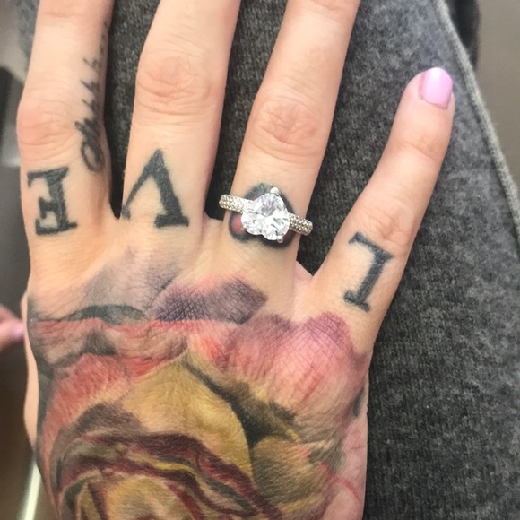 18kt gold dipped Heart Shape Swarovski Engagement - Picture 2 of 5